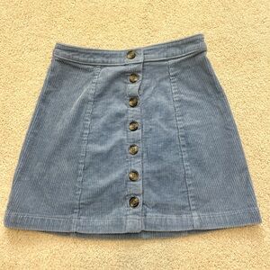 Blue Textured Button Up Skirt